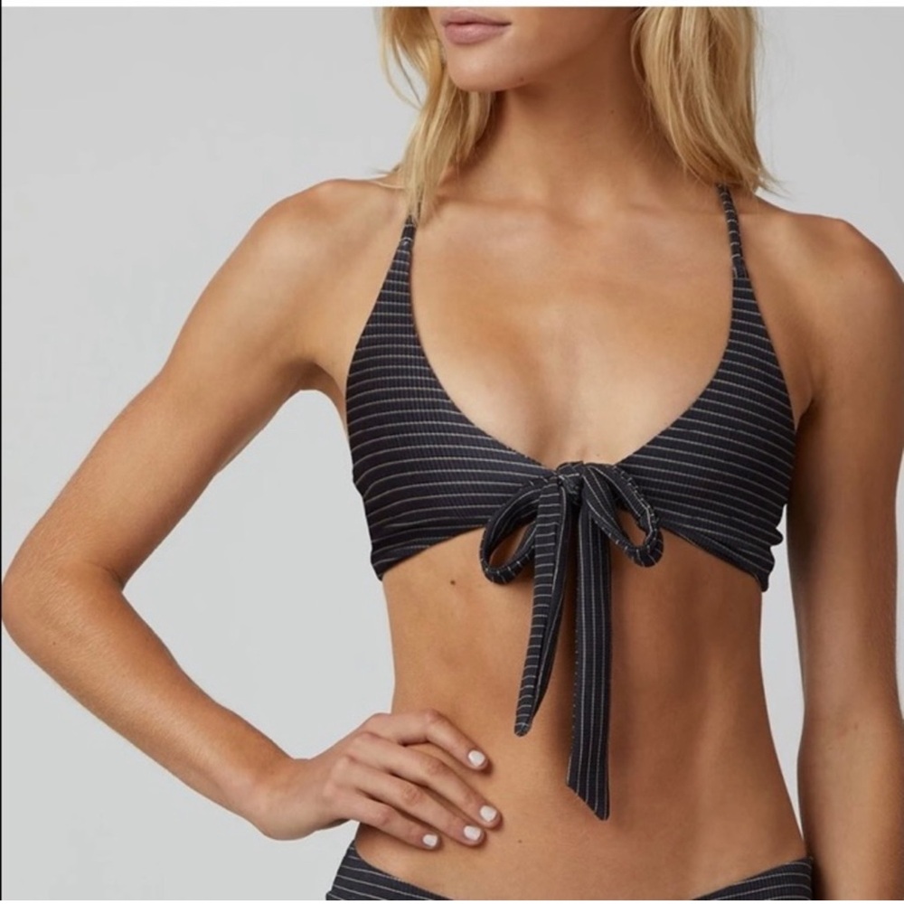 Boys + Arrows Black Striped Bikini Top - Picture 3 of 6